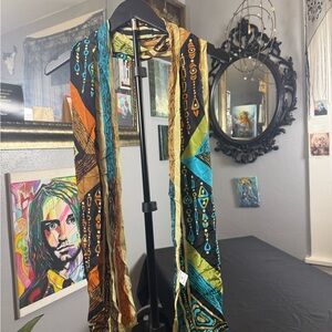 Bob Mackie Multicolor Geometric Scarf 100% Silk Wearable Art (A292)